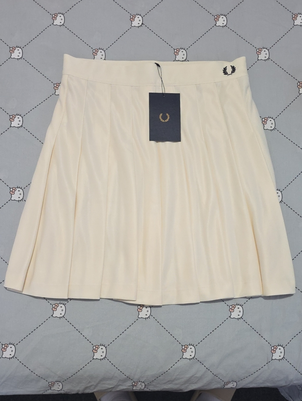 Fred Perry Ivory Pleated Skater Skirt